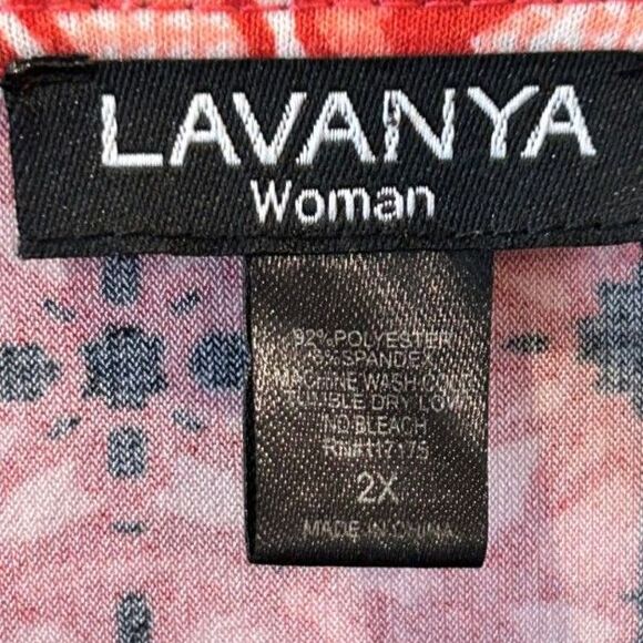 Lavanya Red Patterned Sleeveless Dress - Size 2X - Picture 3 of 3